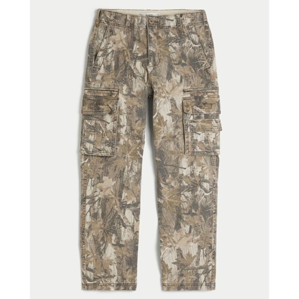 Hollister Camo Cargo Pants Mens Loose Fit Heavyweight Twill Streetwear 30